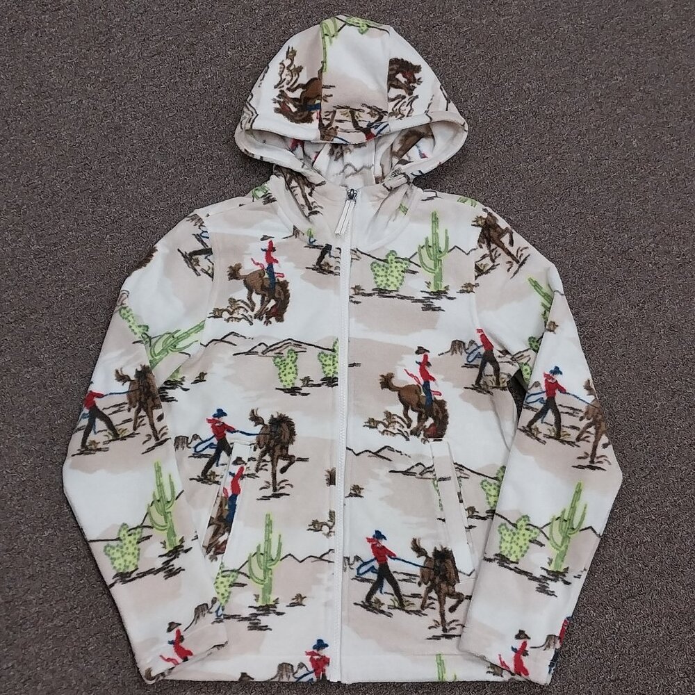 Cruel Girl Girls' Hooded Polar Fleece Full Zip Jacket - Cream Print